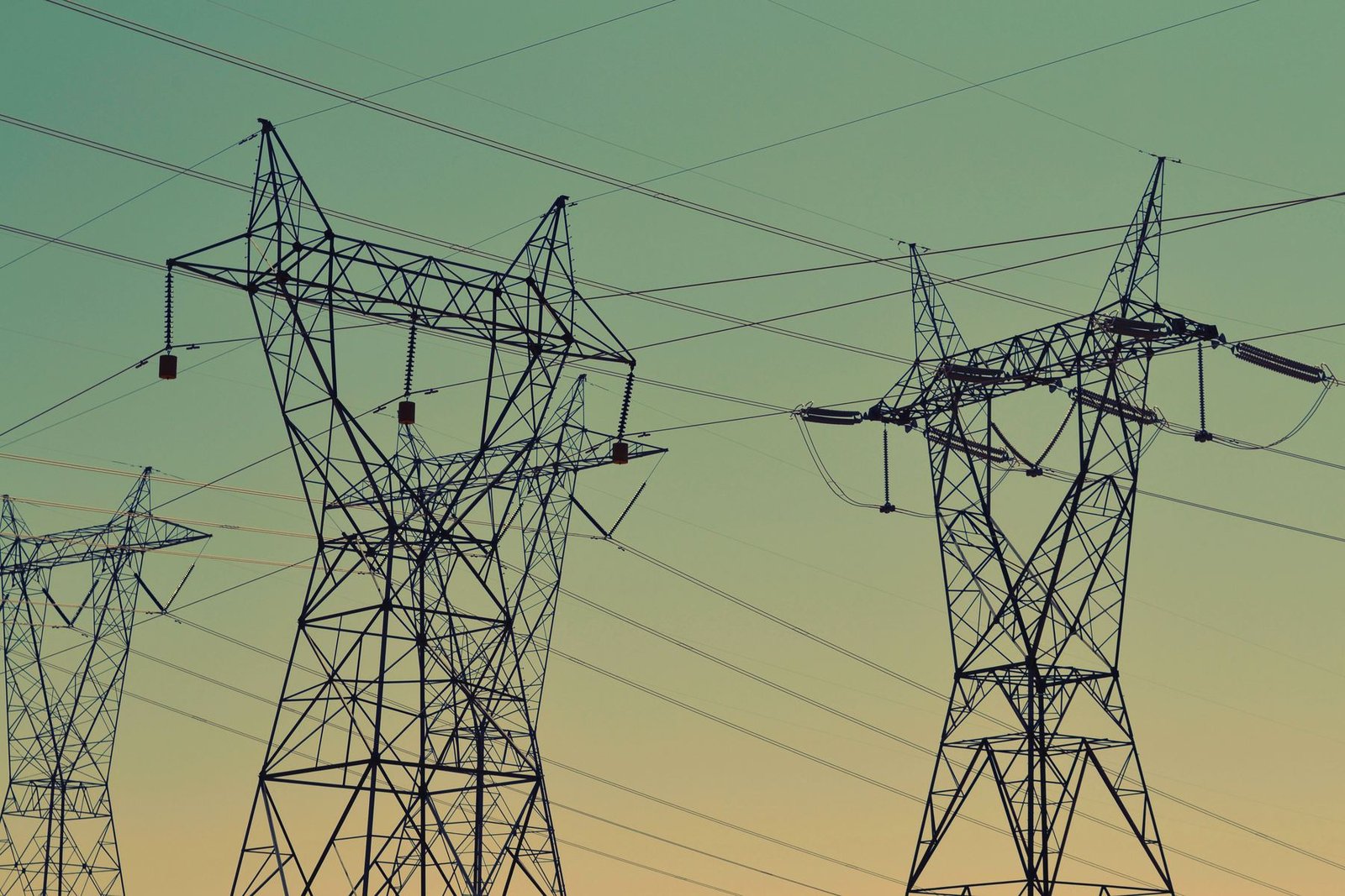 Transmission lines at dusk